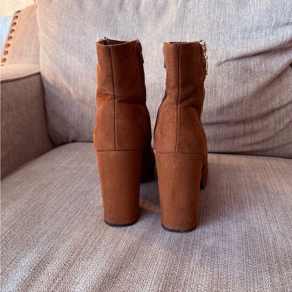 Brown Suede Ankle Boots 4inch heel - Picture 5 of 9